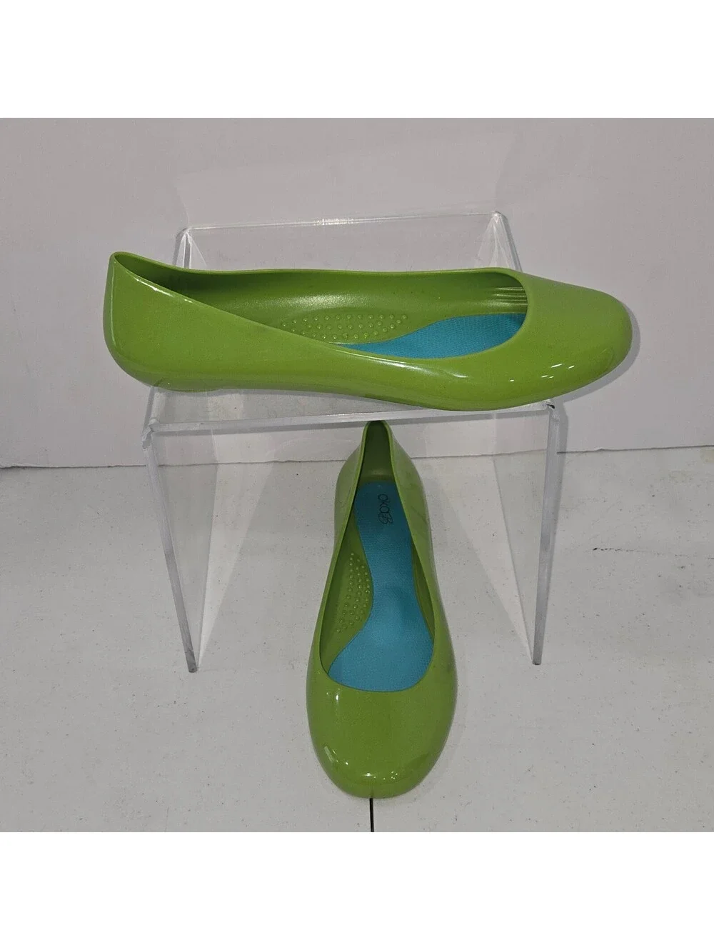 Oka-B Green Jelly Ballet Flats Women's US 10 EU 40 Waterproof Slip On Shoes